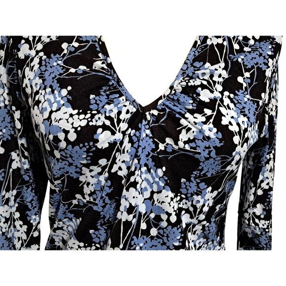 Old Navy Top Womens Size M Blue Cream Floral Floral V-Neck Long Sleeve Y2K - Picture 6 of 8